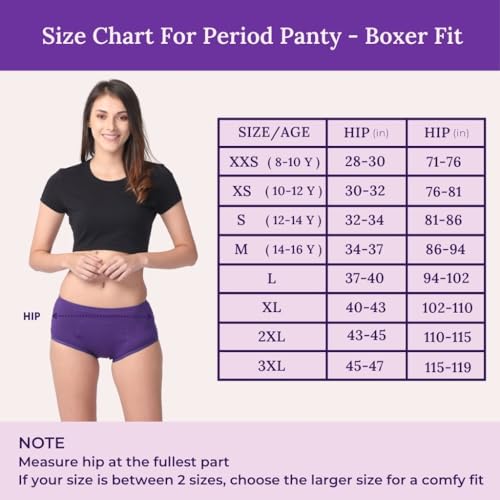 Image of Adira | Period Panty Boxer for Women | Boxer Fit for High Flow | with Support Patch for Pad | Leakproof & Skin Friendly | for School, Travel & Work | Patented | Pack of 2