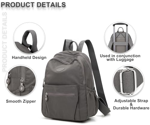 Image of Pealwel Mini Backpack Purse for Women,Small Nylon backpacks for Ladies Backpacks Women Anti Theft Travel Bag (Grey)