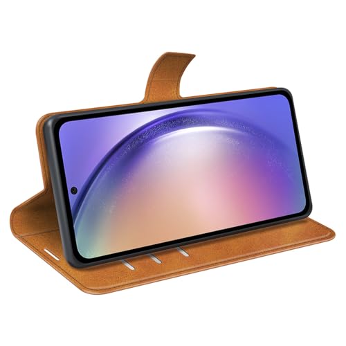 Étui à rabat pour Samsung A55 protection jaune simili cuir