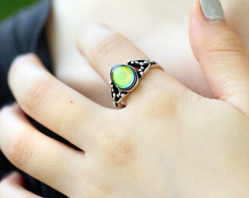 SALAN 2 Uds Anillos De Estado De Ánimo Que Cambian De Color Chapados En Plata Antigua Que Cambian La Temperatura Del Color Conjunto De Anillos De Sensación De Emoción Para Mujeres/hombres