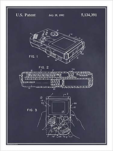 Studio 21 Graphix 1993 Nintendo Game Boy Handheld Video Game Patent Print Art Poster UNFRAMED Blackboard 18" X 24" image 2