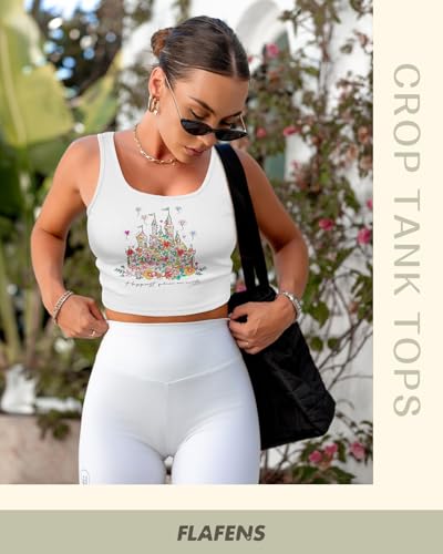 Flafens Crop Tops for Women Summer Tank Tops - Cute Ribbed U Neck Graphic Sleeveless T Shirts Yoga Gym Short Tanktops3
