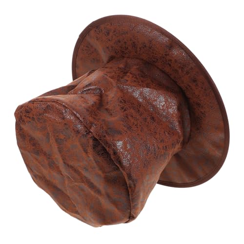 Veemoon Sombrero de Mago para Hombre Marrón de Terciopelo Tigre, Copa Alta, Vintage Steampunk, Accesorio para Disfraz y Actuación en Escenario, Adecuado para Fiestas Temáticas y Cosplay