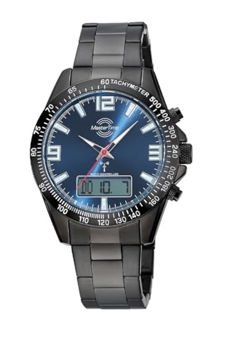 Master Time Funk Quarz Herren Uhr Analog mit digitalem Datum und Edelstahl Armband MTGA-10952-32M