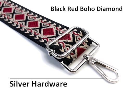 Image of Purse Strap Replacement for Crossbody Bags & Handbags | Premium Webbing with Silver Hardware Clip-On Installation Adjustable Length Comfortable Wide Guitar Style Strap