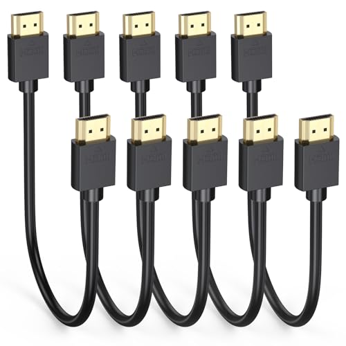 Short HDMI Cable 1FT 5-Pack 4K HDMI to HDMI Cable 1FT Multi-pack Slim HDMI 2.0 Cord 1 FT Flexible with 4K@60Hz 2K@165/144Hz HDCP 2.2 HDR ARC & CL3 Rated | for Camera Laptop Monitor TV Soundbar