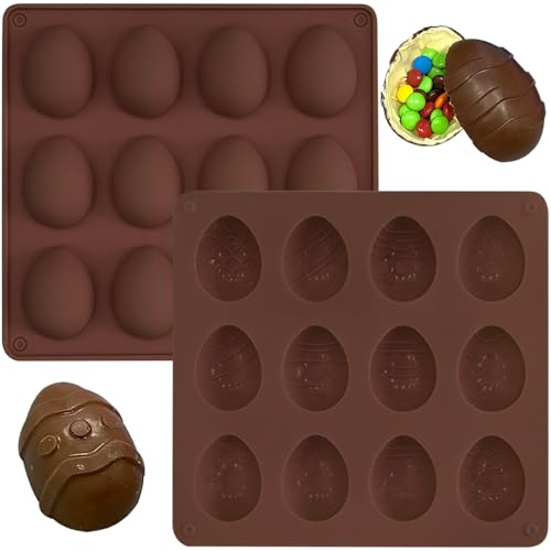 Moule à œufs de Pâques en Silicone, 2 Pièces pour Faire Chocolat, Glaçons, Biscuits et Bonbons