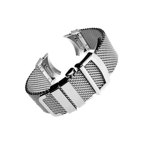 �~���m�V�[�����X�X�e�����X�X�e�B�[���o���h�ɓK������ Samsung Galaxy Watch 6/5/4/6 �N���V�b�N 47mm 43mm 40mm 44mm(Silver-Quick Fit,GalaxyWatch4 Classic)