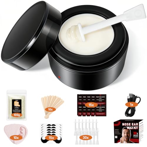 Image of Nose Wax Kit, Nose & Ear Hair Removal, Mini Wax Pot with 30 Nose Wax Sticks
