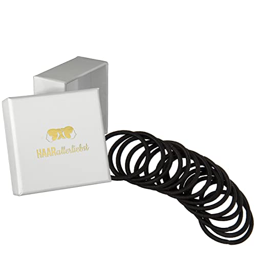 Haarallerliebst Women's Black Hair Scrunchies for Dark Hair (Pack of 20, 3.5 mm Thick)