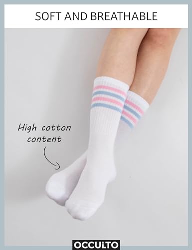 Image of Occulto Women 80% Cotton Crew Socks Pack of 6 (Model: Steffi)