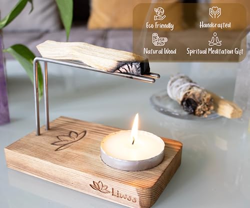Handcrafted-Palo-Santo-Holder-Sage-Burner-KIT-Includes-Palo-Santo-Stick-Large-Tea-Candle-Daily-Affirmations-eBook-Designed-to-Keep-Smudge-Sticks-Burning-Longer-Ideal-Spiritual-Meditation-Gift Handcrafted Palo Santo Holder Sage Burner KIT Includes Palo Santo Stick Large Tea Candle Daily Affirmations eBook Designed to Keep Smudge Sticks Burning Longer Ideal Spiritual Meditation Gift