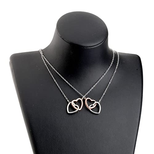 UJIMS Twin Sister Interlocking Hearts Necklace Twins Jewelry Birthday Message Necklace for Her3