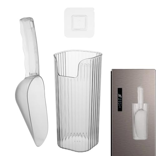 Ice Scoop With Holder For Freezer Plastic Clear Ice Scoop For Ice Machine Ice Maker Scoop And Storage Ice Shovel For Refrigerator And Bracket (white)