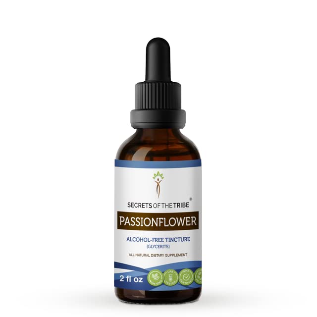 Secrets of the TribePassionflower Tincture Alcohol-Free Extract, High-Potency Herbal Drops, Tincture Made from Passionflower Passiflora Incarnata Relaxation 2 oz