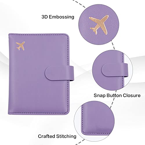 Image of Melsbrinna Passport Holder,Passport Holder Card Slots,Cute Passport cover for Women /Men,Waterproof Rfid Blocking Travel Wallet, Lavender, Traveling