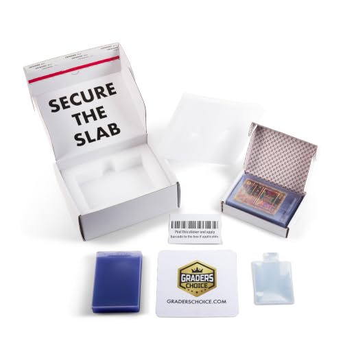 Card Grading Submission Kit for PSA TAG CGC SGC & BGS Premium All-in-One Self-Sealing Shipping Box with Shock-Absorbent Foam 25 Semi-Rigid Holders 25 Sleeves Microfiber Cloth & Barcode Sticker