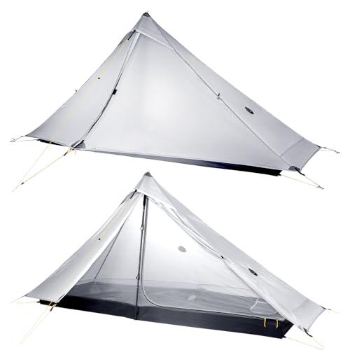 LANSHAN 1 PRO Ultralight 1 Person Hiking Tent Lightweight Backpacking Camping Waterproof Trekking Pole Tents for Solo Hikers, Grey