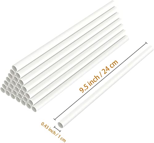 Image of 10 pcs Plastic Cake Dowel Rod White Cake Dowel Rods, Tiered Cake Construction Rods, Cake Stacking Supporting Rods, 0.4 Inch Diameter, 9.5 Inch Length