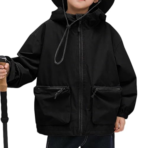 Beessbest Kids Boys Waterproof Raincoat Lightweight Rain Jacket Hooded Windbreaker with Pocket for Outdoor