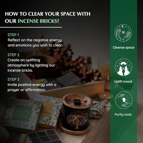 Image of Californian White Sage Smokeless Incense Bricks by Aromafume | 3 Trays x 9 Bricks | Refill Pack | Sage Incense for Positivity, Festive Gift | Sage Leave Extracts for Cleasing Home