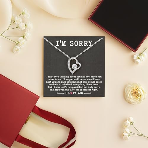 I'm Sorry Gift for Her Apology Necklace with Message Card I Love You I'm Sorry Jewelry Forgive Me Gift for Girlfriend or Wife Let's Start Over Necklace4