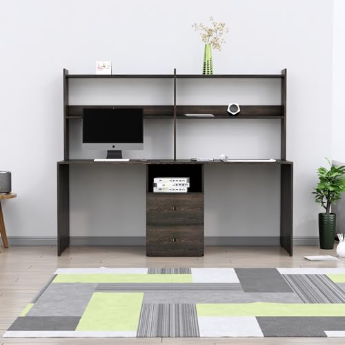 Image of Bniture Wooden Study Table for Home | Engineered Wood Study Table with Book Shelf | Multi Purpose Computer Desk for Study & Writing | Laptop Table for Home with Drawers & Storage Shelf | Flower Wenge