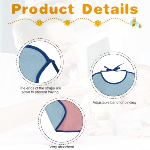 HOTUT 7Pcs Baby Feeding Bibs,40CM×30CM Soft Towelling Unisex,Organic Cotton,Highly absorbent,Weaning Toddler Bib,for Toddler Infant Kids - Image 3