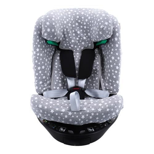JYOKO Funda Compatible con Maxi-Cosi Emerald 360 S i-Size Hecha con algodón orgánico – Ajuste preciso y Tejido Transpirable para Mayor Confort. Estampado White Star