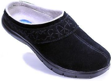 CHEEKS by Tony Little FIT Body Women's Leather Embroideried Clogs Black US Women's 6.5M