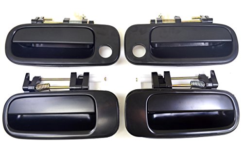 PT Auto Warehouse TO-3176S-QP - Exterior Outside Door Handle, Smooth Black - Front/Rear Left/Right, Set of 4, Replaces 69220-33020, 69210-33010, 69240-33010, 69230-33010, 69210-06010, 69220-06010