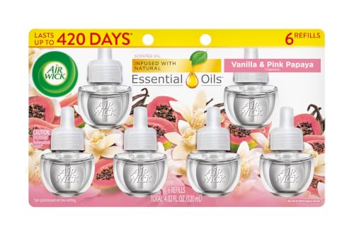 Image of Air Wick Plug In Scented Oil Refill,Vanilla & Pink Papaya, 6 ct