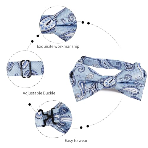 Image of Alizeal Mens 4pcs Vintage Paisley Bow Tie Set | Pre-tied Pocket Square Cufflinks Boutonniere for Wedding Everyday Use