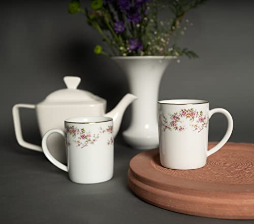 Image of Dankotuwa, World-Class Tableware Set Of 2 Luxury Porcelain Coffee Mugs 250Ml With 24K Gold | Elegant And Durable Cups |Gift For Any Occasion (Rose Garden)