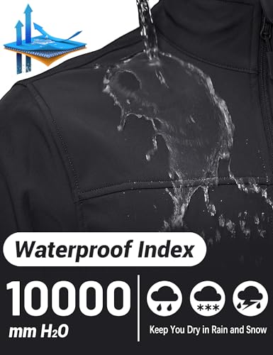 TACVASEN Men's Lightweight Softshell Jacket Fleece Lined Waterproof Tactical Rain Zip Up Winter Coat Windbreaker Casual2