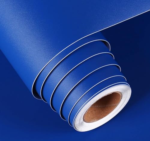 Image of DEEMUS Blue Matte Peel & Stick Self Adhesive Waterproof Sticker for Living Room, Bedroom Office,Almirah, Floor, Tabletop, Wall, Fridge,& Renovation Projects (2 x 10 Feet)