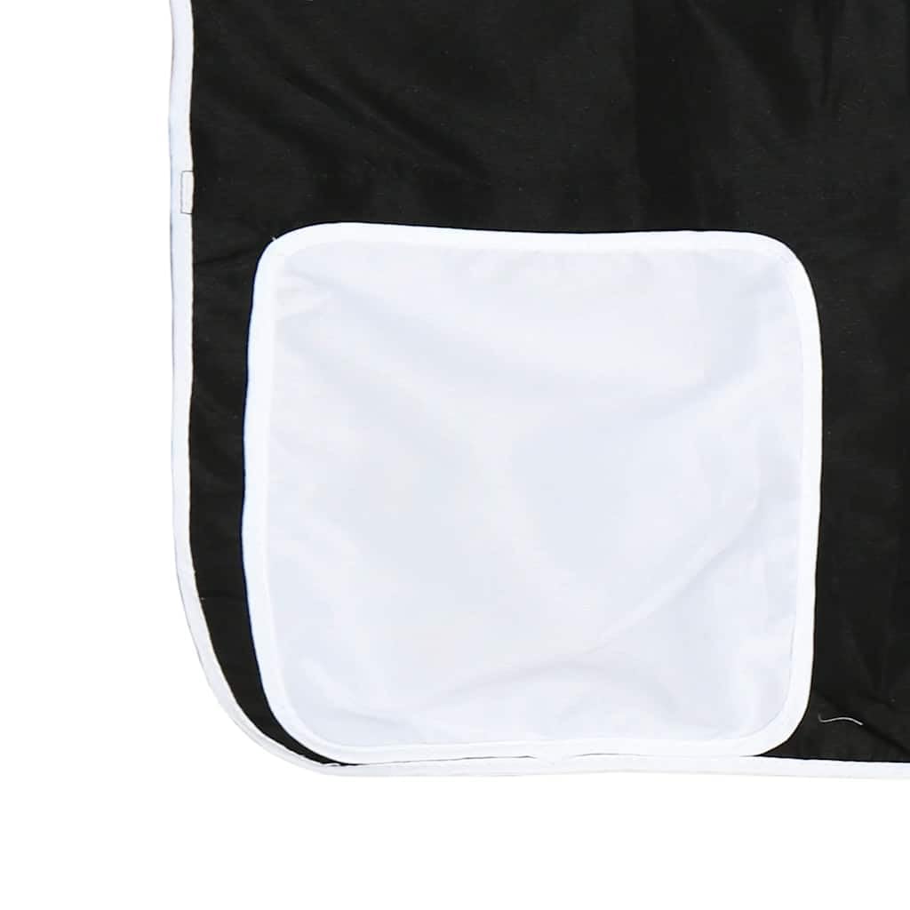 Cortinas para cama alta, color blanco y negro, poliéster 100% resistente, juego de 6 piezas con bolsillos de almacenamiento y alzapaños para habitación infantil