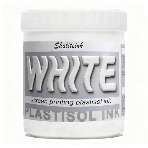 Shaliteink® Screen Printing Plastisol Ink White - Highly Opaque Screen Printing Ink for Cotton, Polyester and Other Fabrics (8oz.)