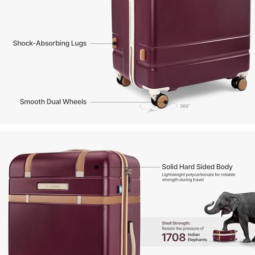 Image of uppercase Chester Large Size Trolley Bag for Travel | 360 8 Wheels Hard Luggage with TSA Lock, Anti-Theft Zippers | Hard Sided Polycarbonate Suitcase for Both Men & Women (Maroon)