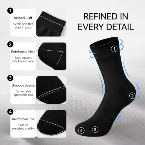 NIASOUL 6 Pack Mens Cotton Dress Socks,Lightweight Mini Crew Socks - image 4