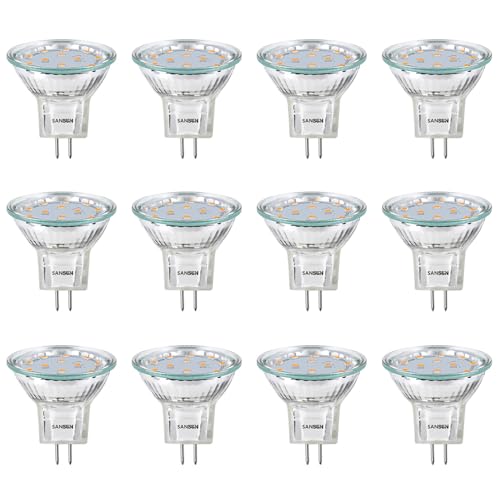 SANSUN 3W MR11 LED Landscape Light Bulbs Low Voltage 12V 20W Halogen Replacement for Outdoor Landscape Spotlight and Indoor Track Light GU4 Bi-Pin Base Soft White 3000K Non-Dimmable (Pack of 12)