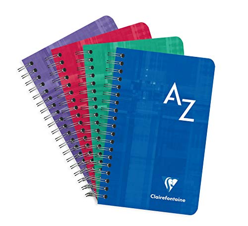 Clairefontaine 8589C Un Répertoire à Spirale - 7,5x12 cm - 100 Pages Petits Carreaux - Papier Blanc 90 g - Couverture Carte Pelliculée - Couleur Aléatoire