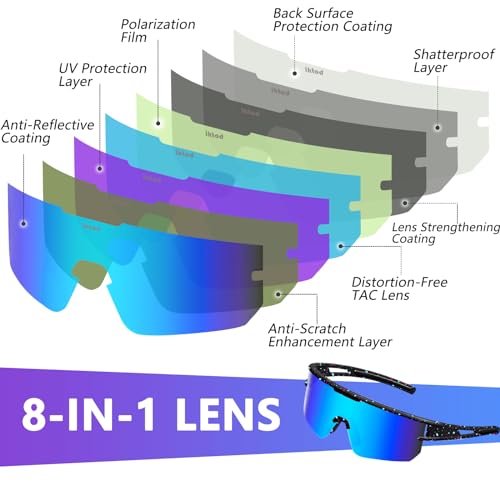 IKTOD Polarized Sports Sunglasses for Men and Women,UV Protection Mens Sunglasses for Fishing Running Cycling Driving2