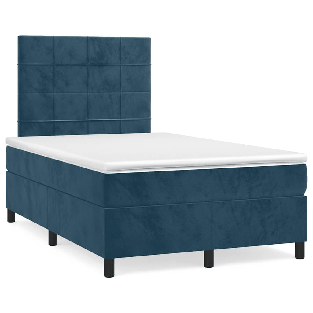 Cama con somier con colchón de muelles ensacados y funda de terciopelo, colchón de dureza media para dormir de espalda, cabecero ajustable en altura