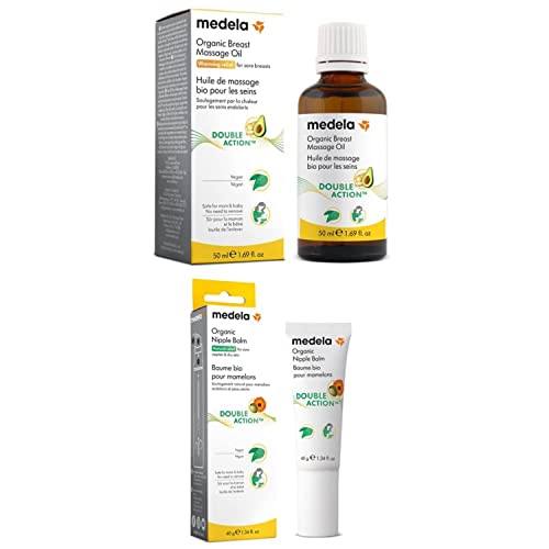 Image of Medela Organic Breast Massage Oil for Breastfeeding Mothers, 1.69 fl. Oz | Medela Organic Nipple Cream | Soothing and Nourishing for Breastfeeding Moms – 1.34 fl. Oz