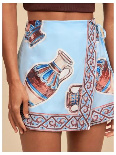 Image of SweatyRocks Women's Boho Mini Skirts Floral Shorts Tie Side Wrap Skorts