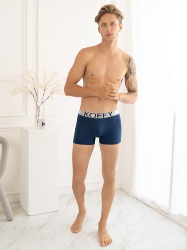 Image of KOFFY Men's Malleable Cotton Lycra Long Trunk with Minus Cutting Pouch and Moisture Wicking Properties