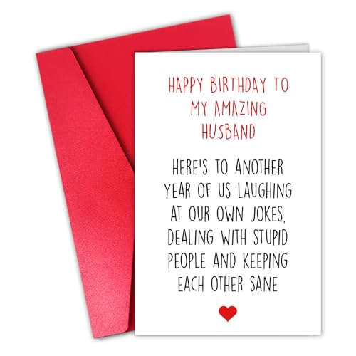 CSMOSJgreetings Happy Birthday Card for Husband, Funny Birthday Card from Him, Happy Birthday to My Amazing Husband Card