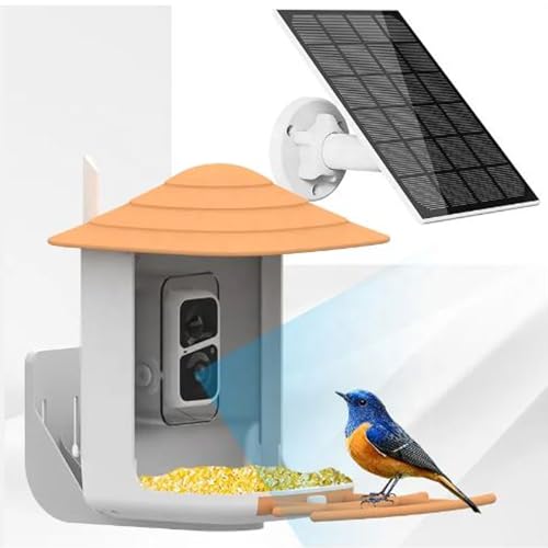 Image of Solar Powered AI Window Bird Feeder with 2MP Camera | Weatherproof | Smart | Outdoor Decor | Metal Feeder for Birds /Pack of 1