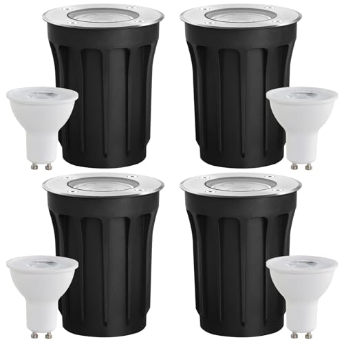 Goodia 4er Set Bodeneinbaustrahler Aussen Schwenkbar GU10 IP67 Bodenstrahler Außen mit 3W LED GU10 (Wechselbar) Bodenleuchten Außen, Terassenbeleuchtungen mit Mattierten Ersatzlinsen, 230V Goodia 4er Set Bodeneinbaustrahler Aussen Schwenkbar GU10 IP67 Bodenstrahler Außen mit 3W LED GU10 (Wechselbar) Bodenleuchten Außen, Terassenbeleuchtungen mit Mattierten Ersatzlinsen, 230V